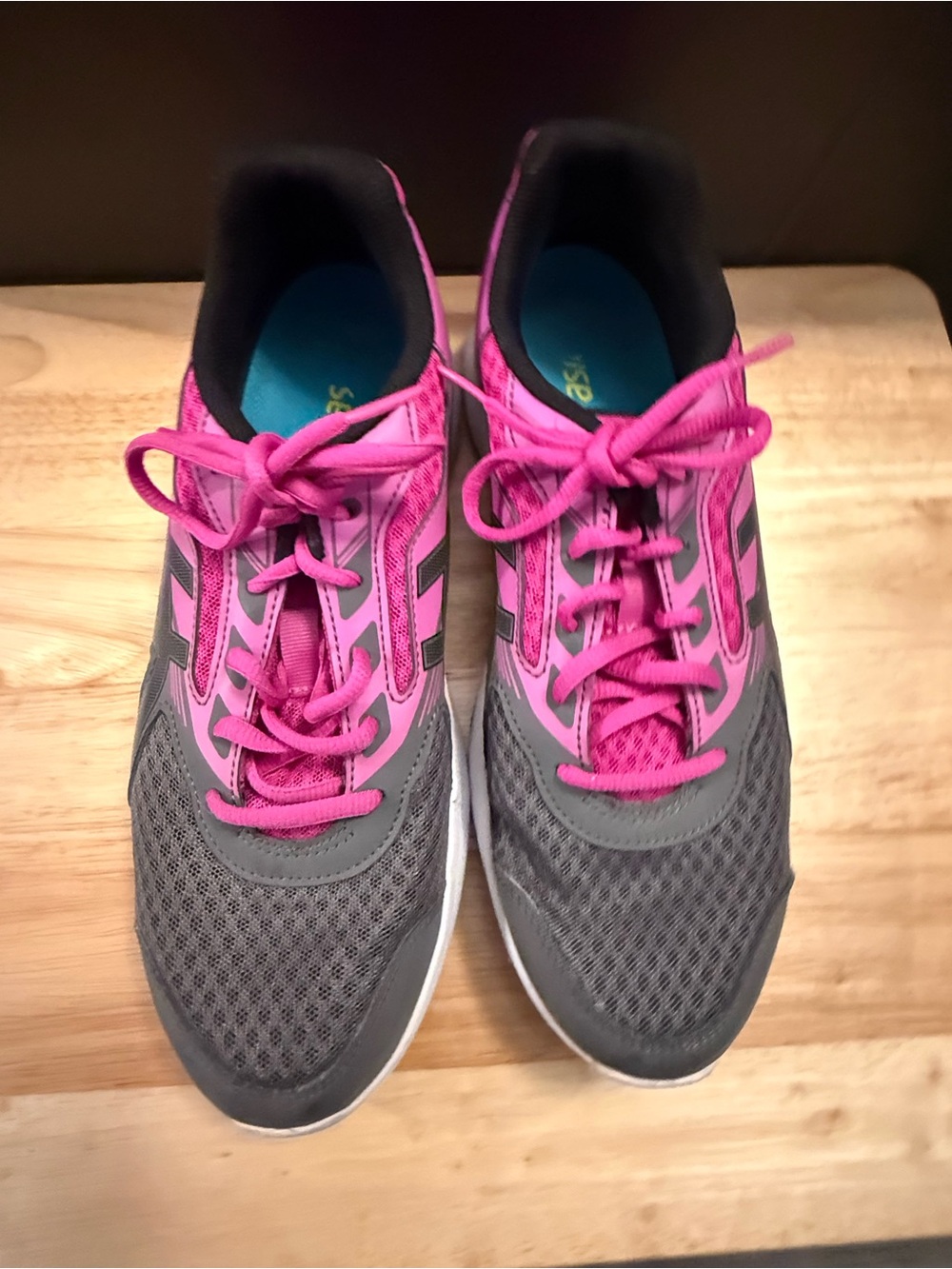 Asics Women's Gray and Bright Pink Running Sneakers